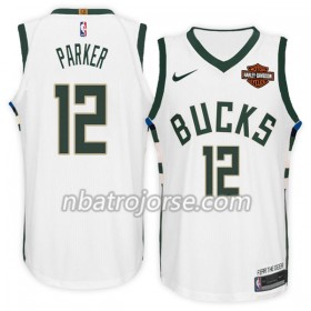 Män Milwaukee Bucks Tröja Jabari Parker 12 Nike 2017-18 Vit Swingman